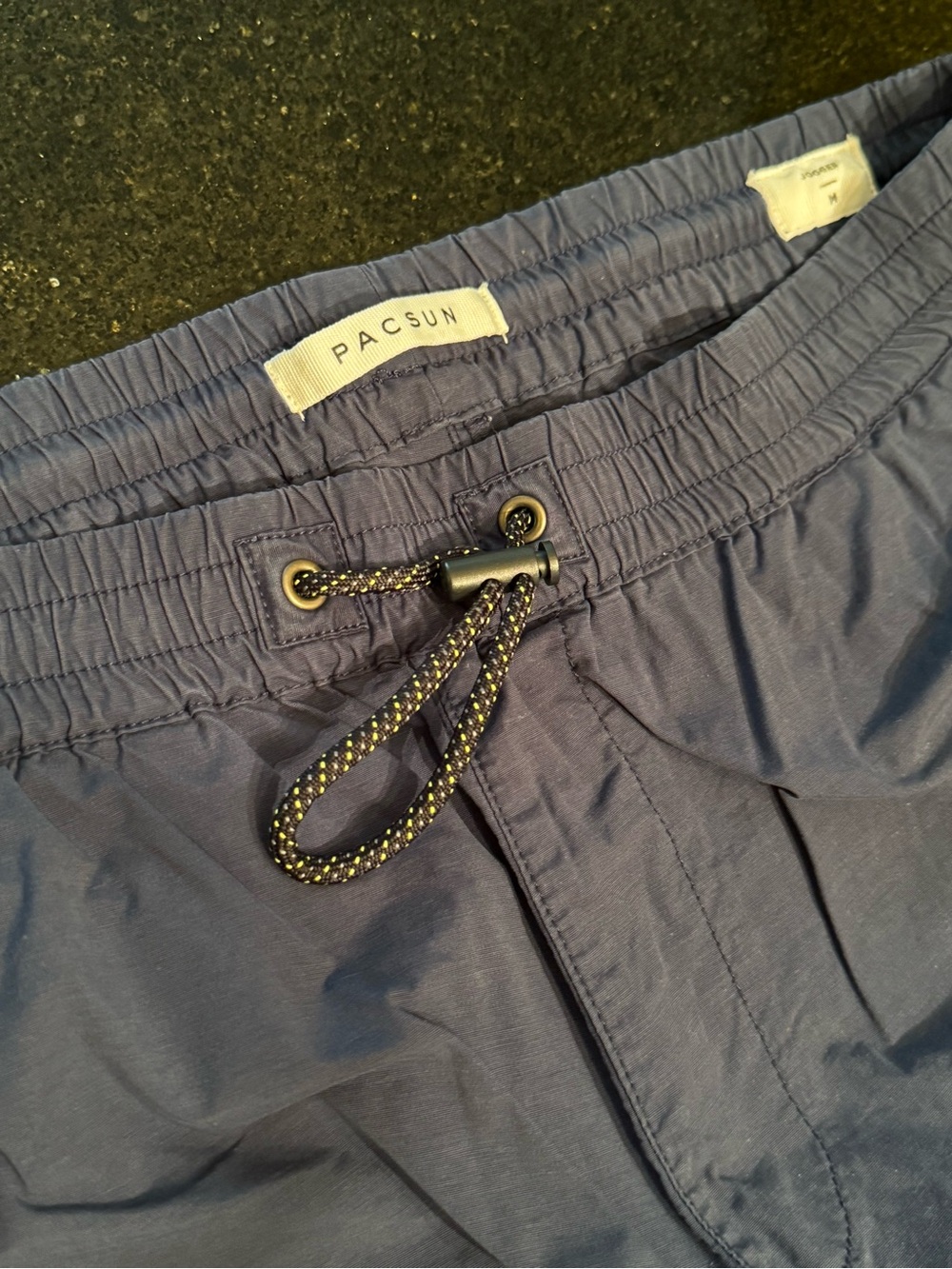 PacSun Slate Blue Elastic Waist Shorts with Reflective Drawcord